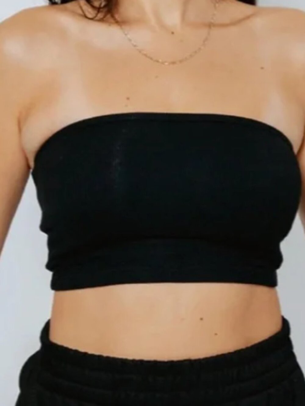 klassy network crop tube top - black, M